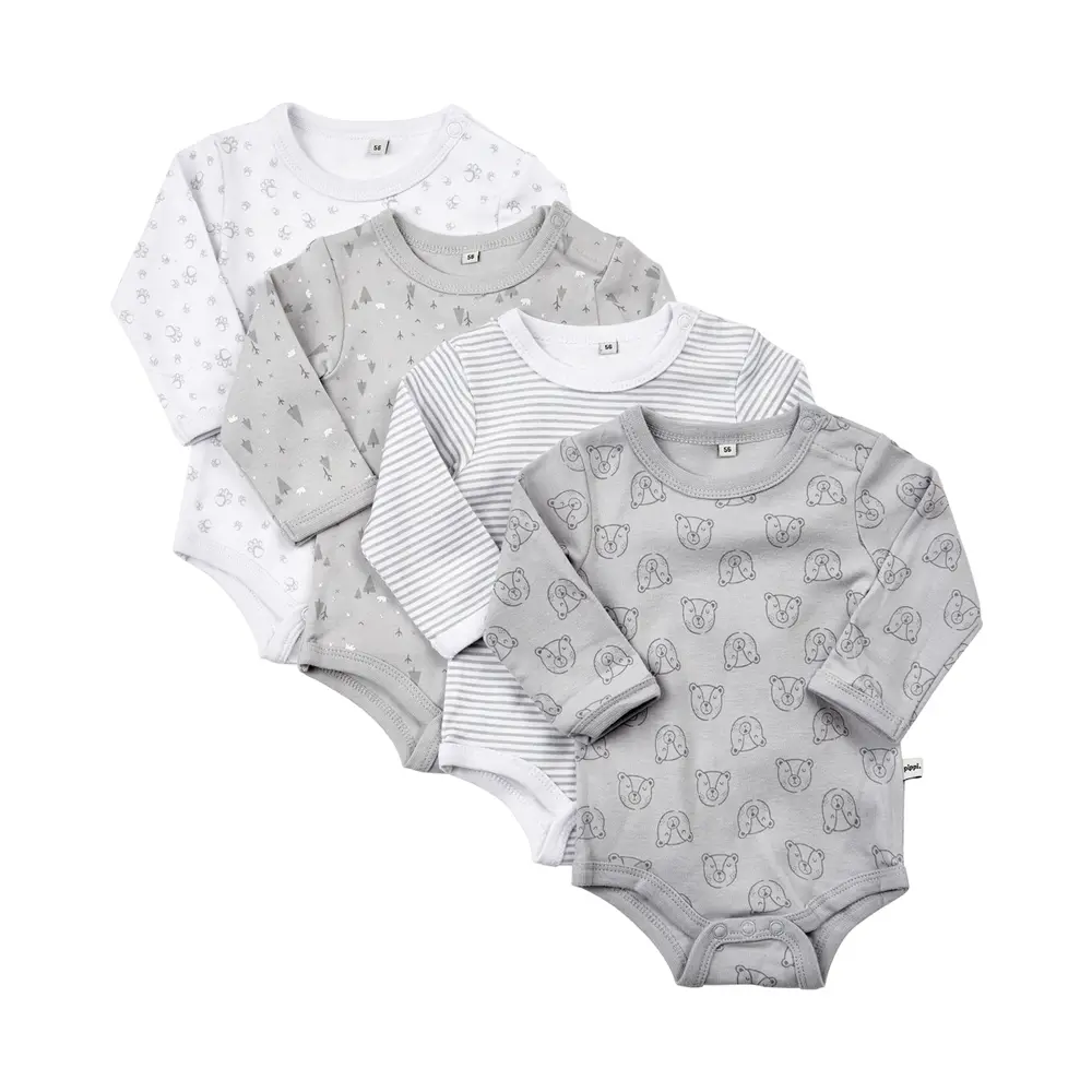Långärmad Body 4-pack Harbour Mist - 62 | Barnkläder - Bodys & overaller - Långärmad body | BabyMode