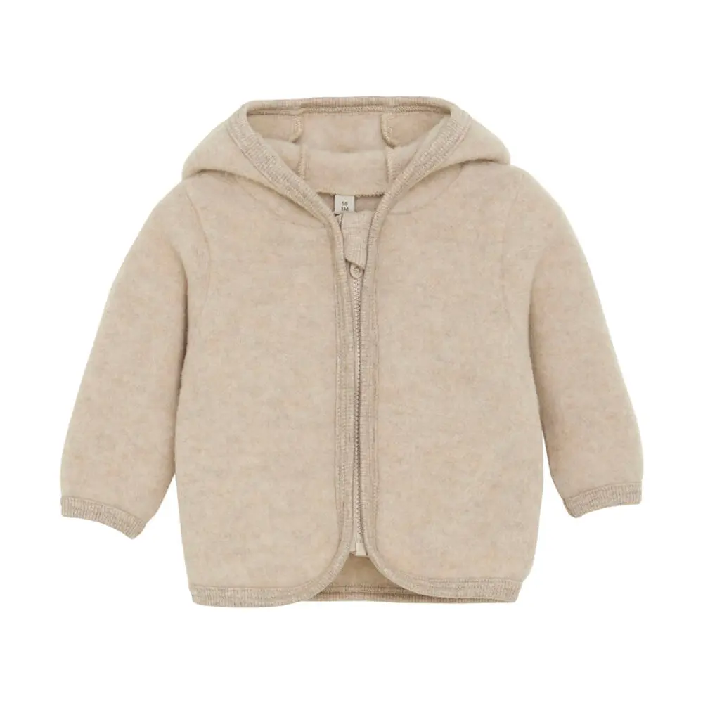 Huttelihut Jacka Med Öron I Ullfleece - Camel Melange - 56