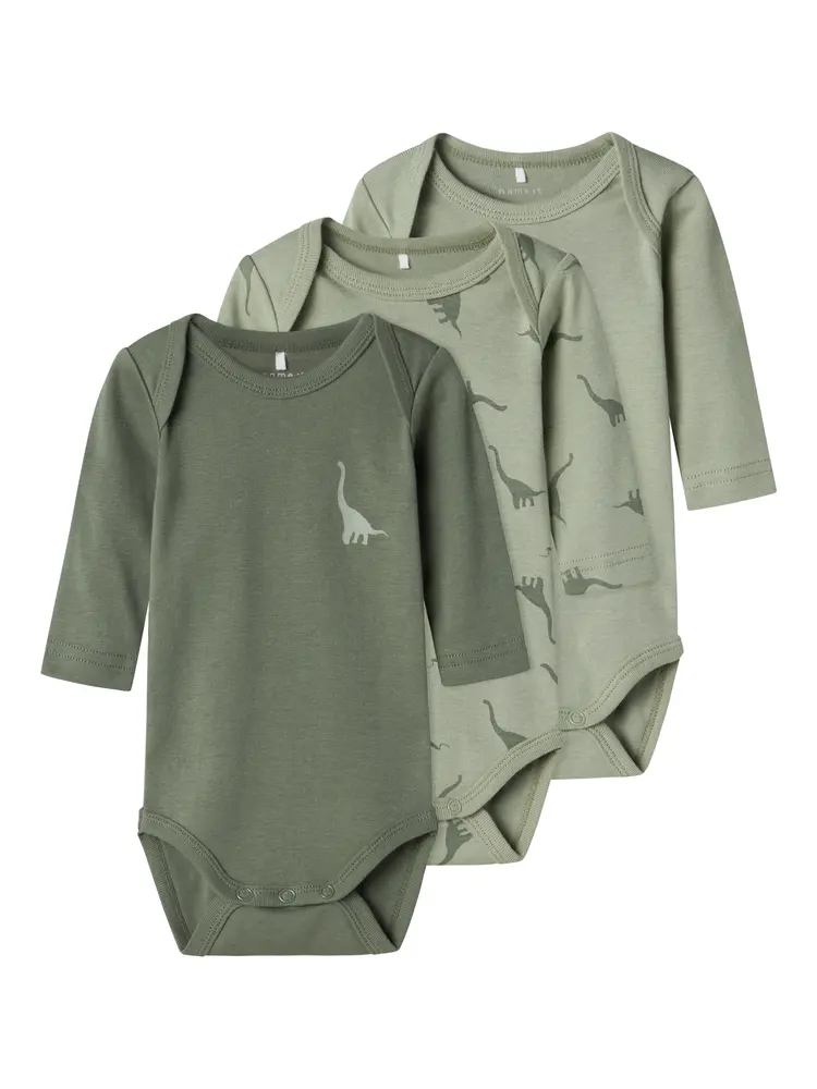 Långärmad Body 3-Pack - Agave green - 56 | Barnkläder - Bodys & overaller - Långärmad body | BabyMode