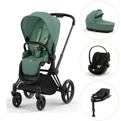 Priam duovagn leaf green/matt black inkl. Cloud G och Bas G - magic black | Barnvagnar | BabyMode