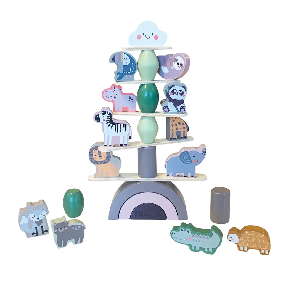 Montessori balansstapel med djur | Leksaker - Byggsatser & LEGO - Stapling av block | BabyMode