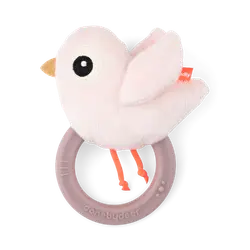 Skallra med Bitring Birdee - Powder | Leksaker - Nallebjörnar & gosedjur - Skallror i plysch | BabyMode