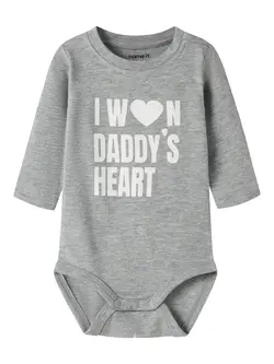 Banks Långärmad Body - Grey melange | Kläder - Bodys & overaller - Långärmad body | BabyMode