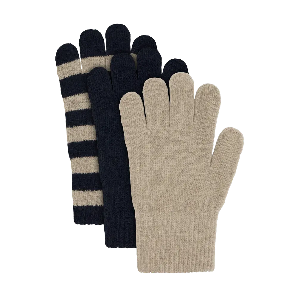 Minymo Magic Vantar Stickad 3-Pack - Dark Sapphire - 1-2 ÅR