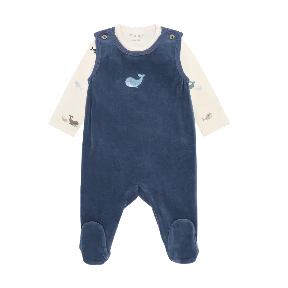 Set m. Body och Velour Romper - Vintage Indigo - 56 | Barnkläder - Set & Multipack - Bodys | BabyMode