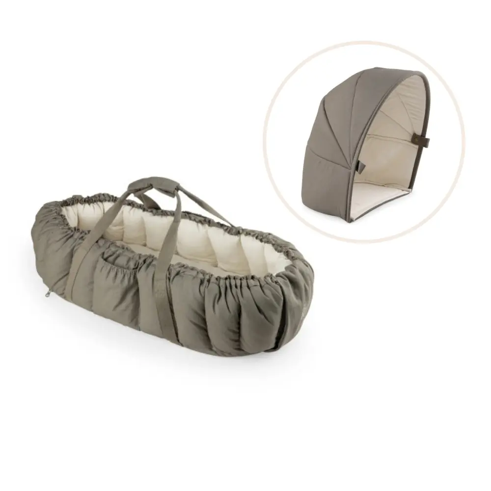 Sebra 3-in-1 Babynest inkl. Sufflett - Dark Olive | Barnvagnar - Barnvagnstillbehör - Baby nest med handtag | BabyMode