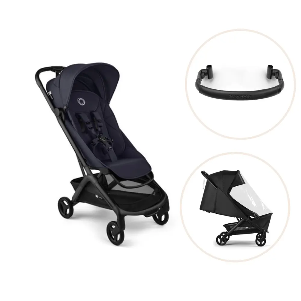 Bugaboo Butterfly 2 med Bygel och Regnskydd - Black/Deep Indigo | Barnvagnar - Barnvagnspaket | BabyMode