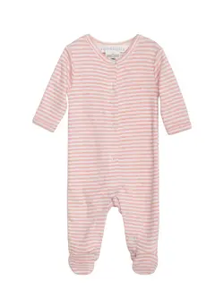 Jumpsuit - Coral/Offwhite | Kläder - Bodys & overaller - Jumpsuit med fot | BabyMode