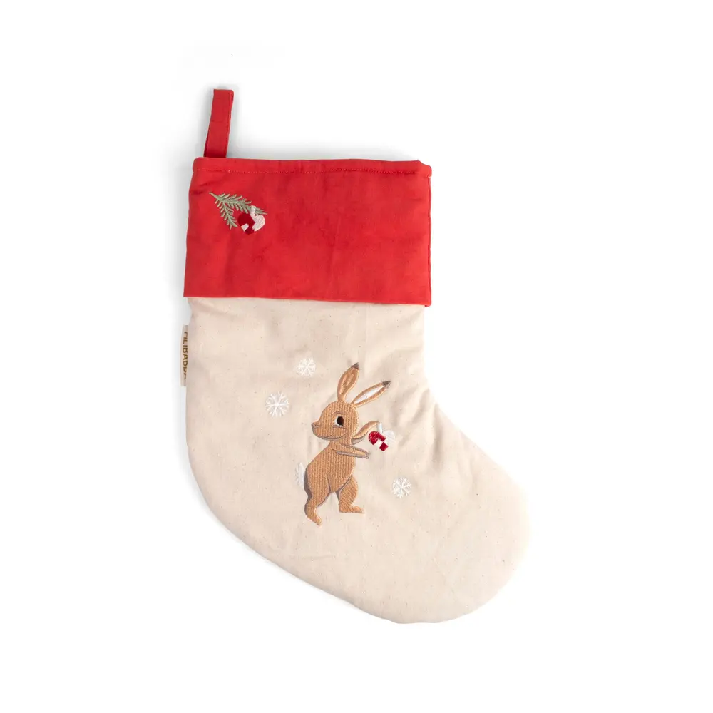 Broderad strumpa - Wonderful Winter - Hare