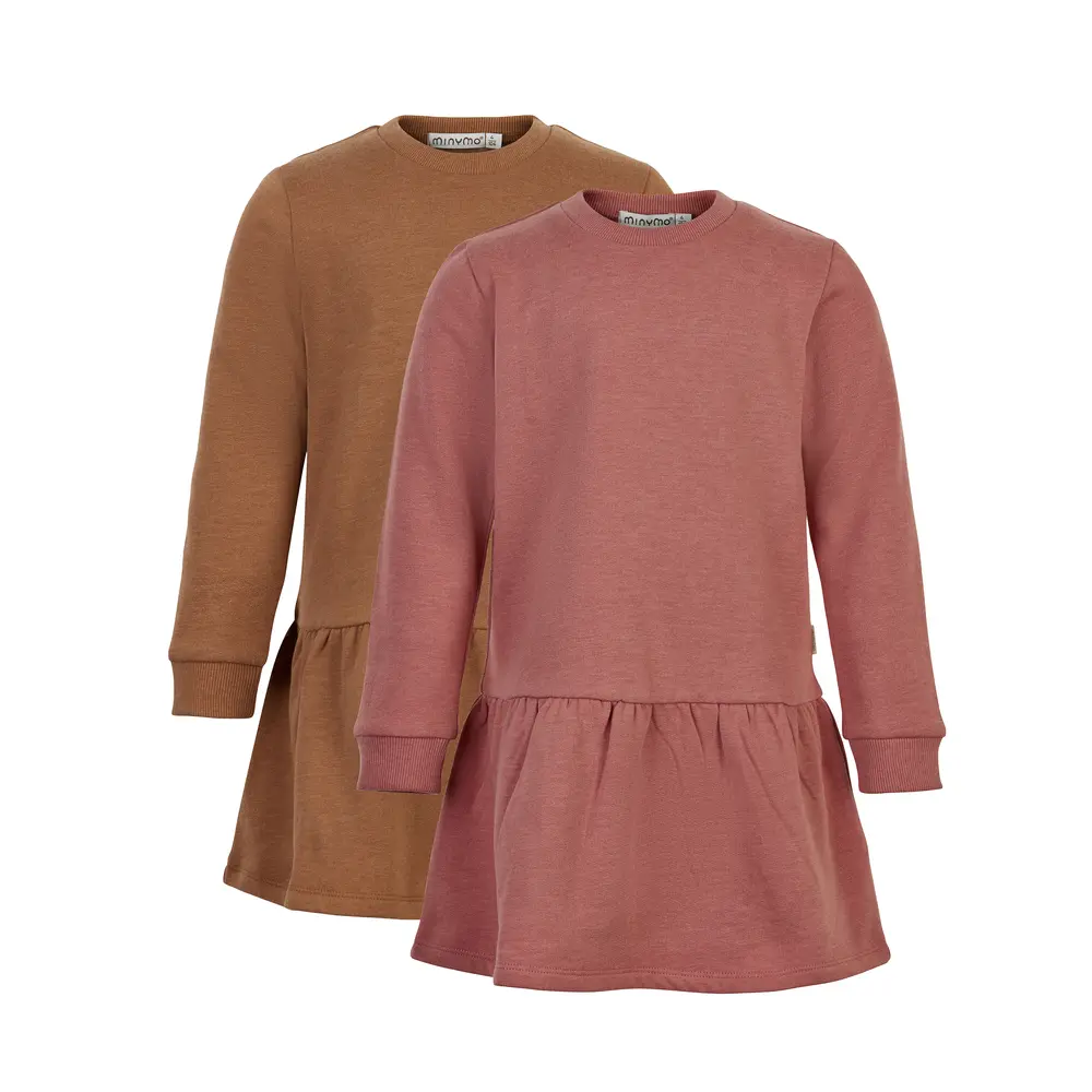 Långärmad Klänning 2-pack - Brun/Rosa - 86 | Barnkläder - Toppar - Klänningar - Klänningar | BabyMode