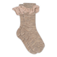 Lea Strumpor med Volang - Light Brown Melange