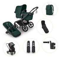 Bugaboo Fox 5 Renew Duovagn Inkl. Skötväska, Åkpåse, Mugghållare, Liggdelsadapter Och Regnskydd – Black/Fern Green