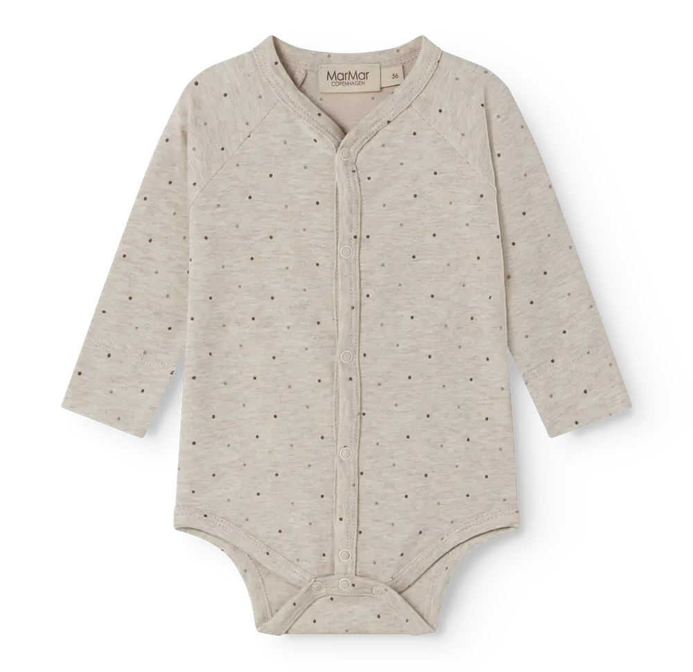 Bruno Långärmad Body - Beige Mel Dot - 62/4 MDR. | Barnkläder - Bodys & overaller - Långärmad body | BabyMode