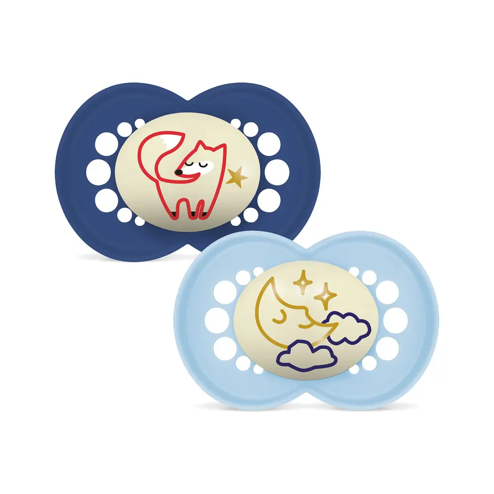Original Night Silk Napp 6-16m 2-pack - Blue | Baby & Barn - Sköta - Nappar | BabyMode