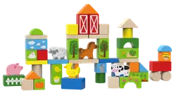 Klossar med Förvaring Bondgårdstema- 50 st | Leksaker - Byggsatser & LEGO - Träklossar | BabyMode