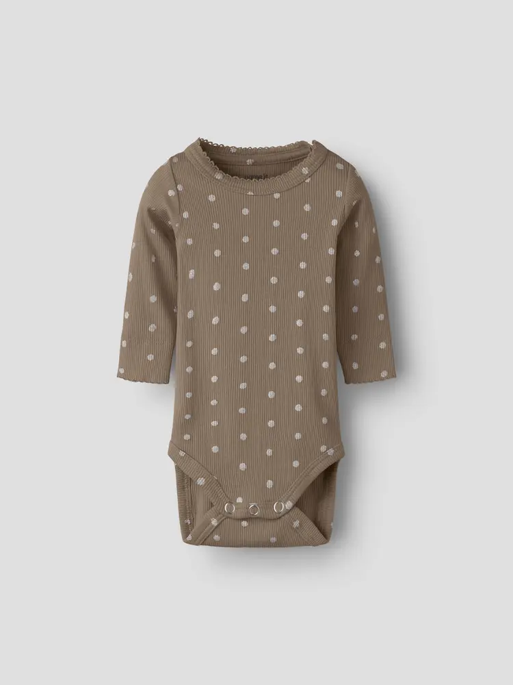 Name It Lona Långärmad Body - Taupe Gray - 68