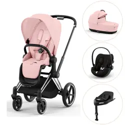 Priam duovagn peach pink/chrome black inkl. Cloud G och Bas G - magic black | Barnvagnar | BabyMode