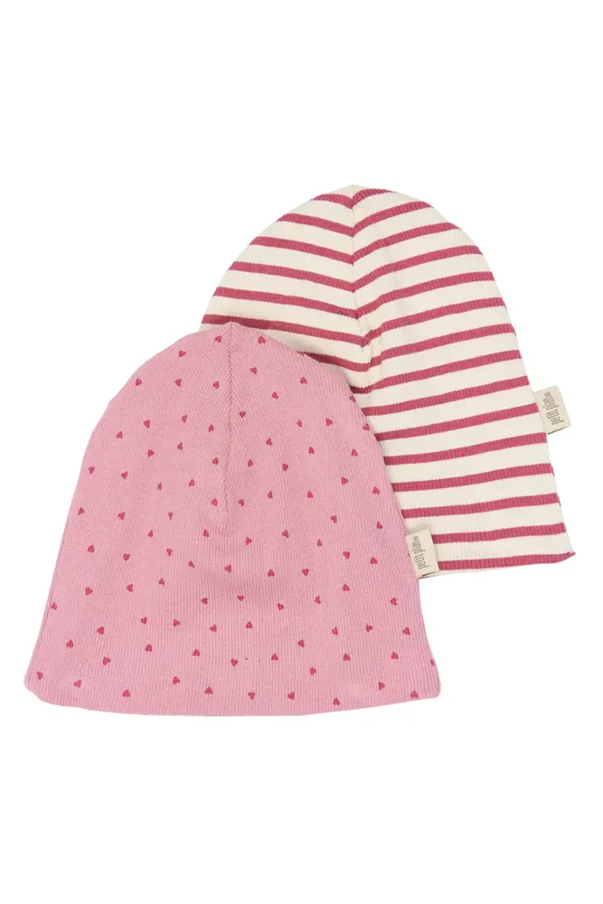 Petit Piao Sky Mössa 2-Pack - Mauvewood Striped - 104/116