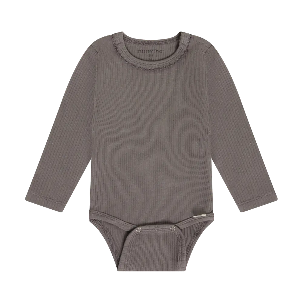 Minymo Långärmad Rib Body - Plum Truffle - 56