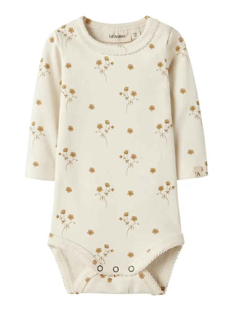 Layo Sig Långärmad Slim Body - Coconut Milk - 56 | Barnkläder - Bodys & overaller - Långärmad body | BabyMode