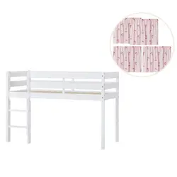 ECO Comfort halvhög säng vit, med rött gardin | Barnrum | BabyMode