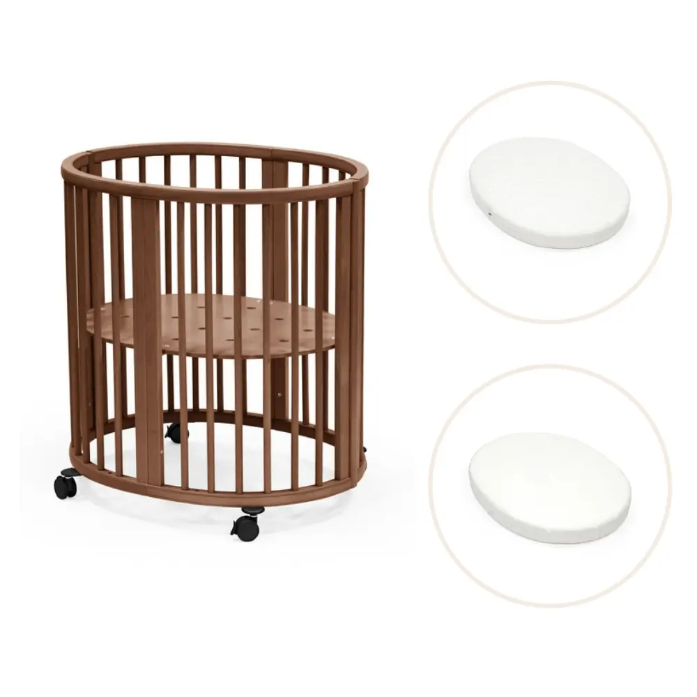Stokke® Sleepi Mini V3 Spjälsäng Med Madrass Och Lakan - Warm Brown | Barnrum - Barnrumspaket | BabyMode