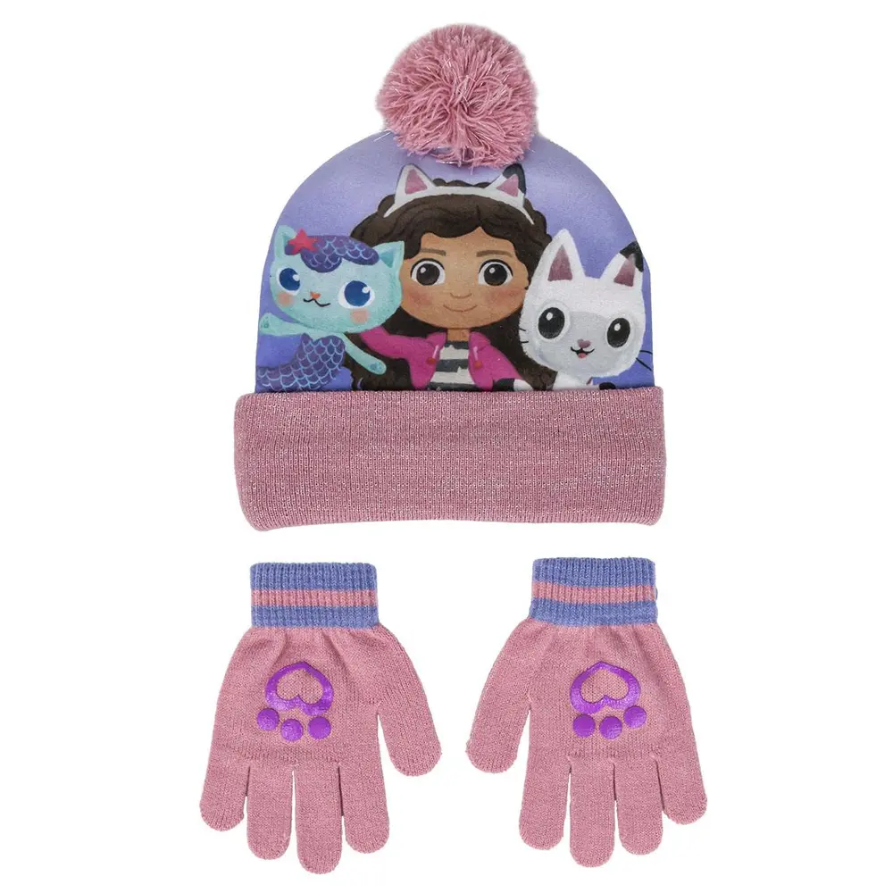 Mössa & Vantar Set - Gabbys Dollhouse - Rosa/Lila - 2-6 ÅR | Barnkläder - Mössor, vantar och tossor - Mössor & balaclavas | BabyMode