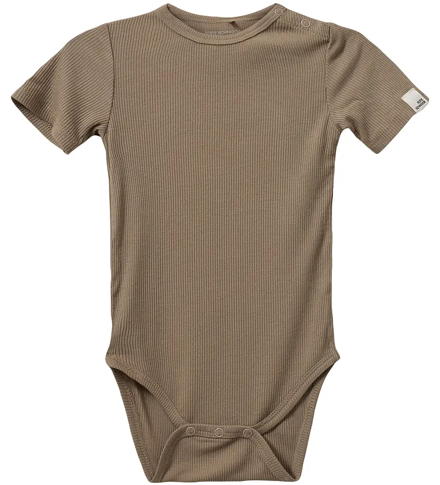 Dicte Kortärmad Body - Dark Sand - 68 | Barnkläder - Bodys & overaller - Kortärmad body | BabyMode