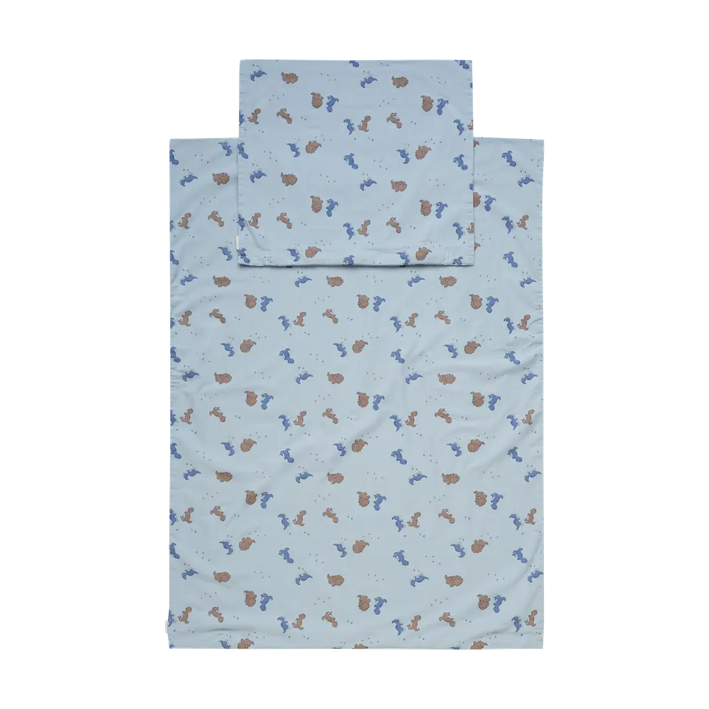 BeKids Junior Påslakan Sängkläder 100x130 - Dino Blue fog | Barnrum - Textilier - Sängkläder - Junior sängkläder | BabyMode