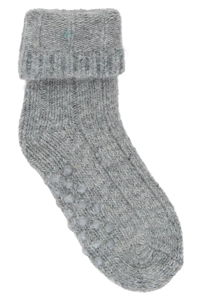 MiniPop Babystrumpor Ull - Light Grey Melange - 15/18