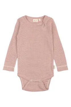 Långärmad Ullbody Dante - Nostalgic Rose/Dark Off White | Kläder - Ull - Ullbodys | BabyMode