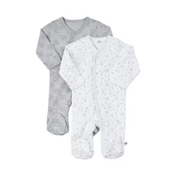 Långärmad Pyjamas med Fot 2-pack - Harbor Mist | Kläder - Underkläder & pyjamas - Pyjamasar | BabyMode