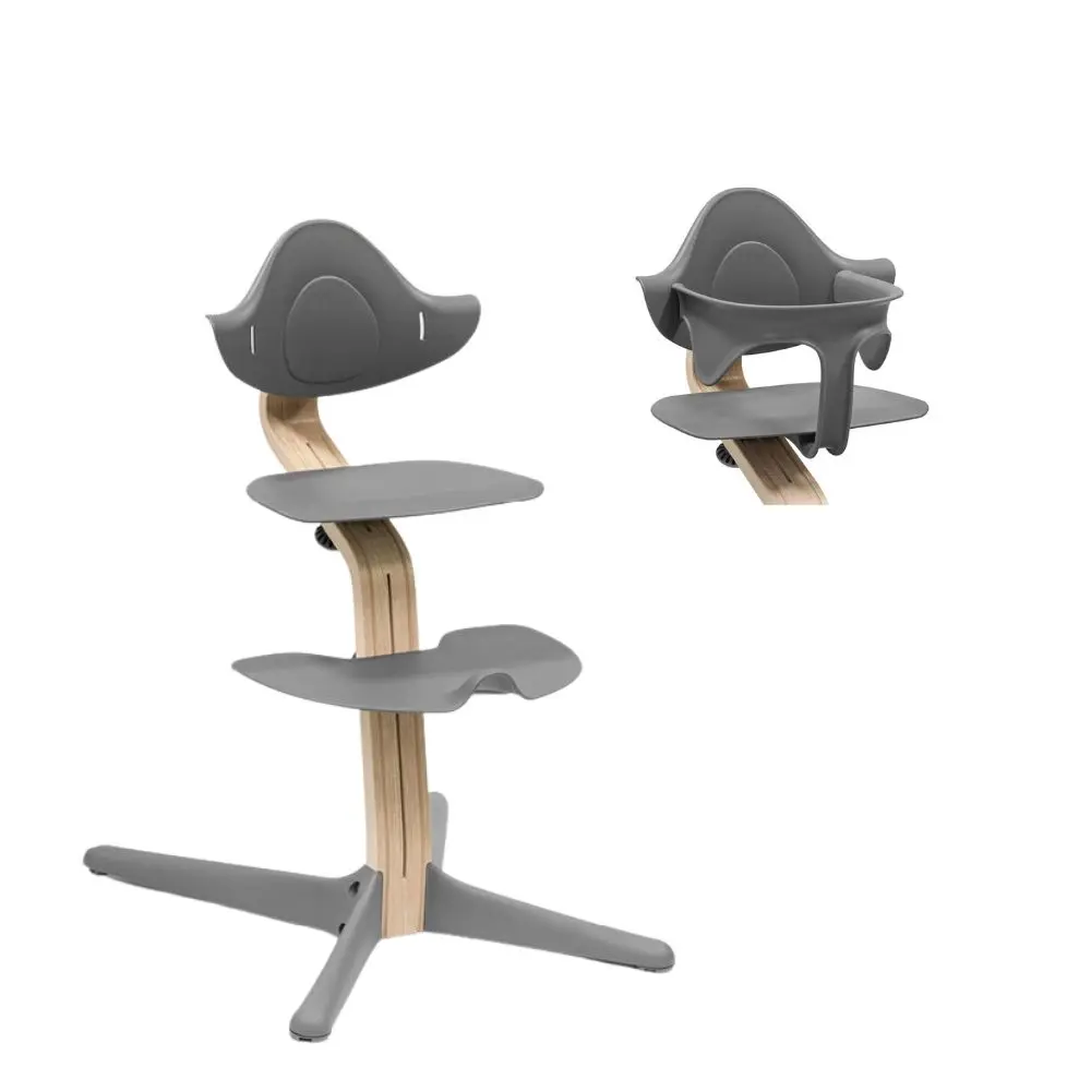 Matstol bok - natural grey inkl. babyset