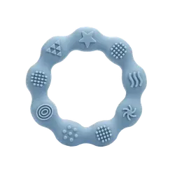 Bitring i Silikon med Mönster - Blå | Leksaker - Babyleksaker - Bitringar & skallror | BabyMode