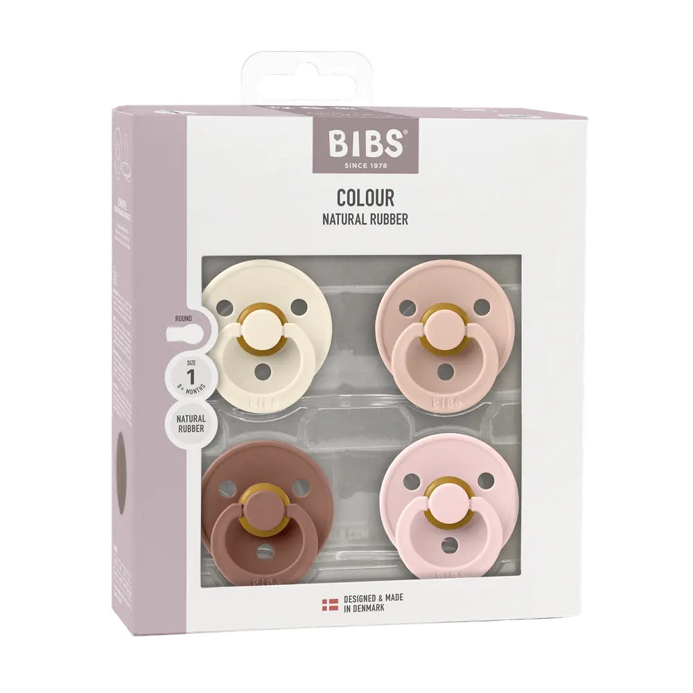 Napp Colour 4-pack Latex Rund 0-6 mån - Ivory/Blush/Wood/Blossom | Baby & Barn - Sköta - Nappar | BabyMode