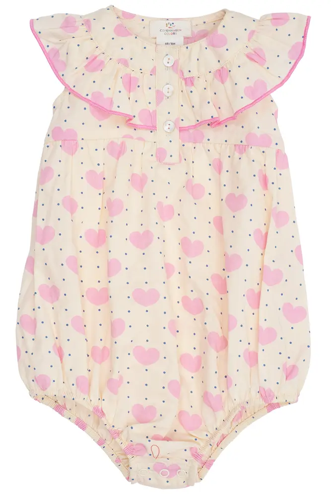 Hjerte romper m. flæser - HEART AOP - 50 | Barnkläder - Bodys & overaller - Kortärmad body | BabyMode