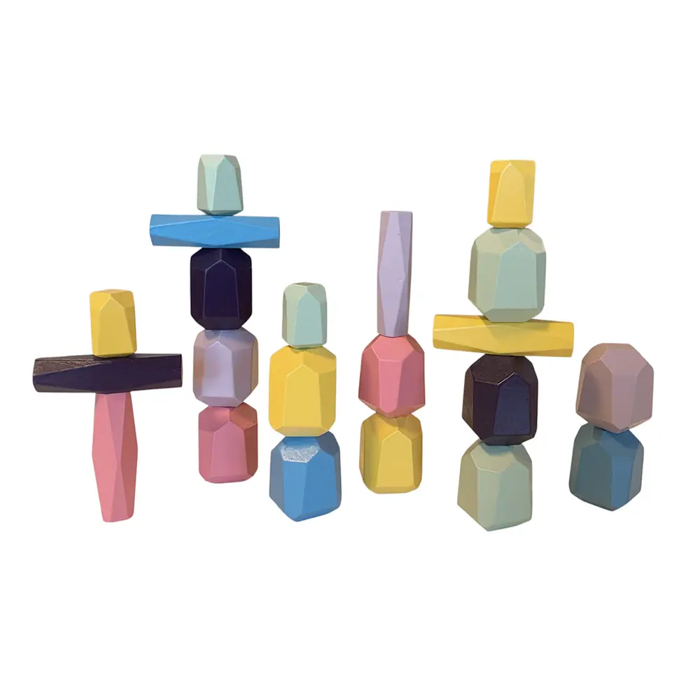 Montessori stapel- och balansstenar i trä | Leksaker - Byggsatser & LEGO - Stapling av block | BabyMode