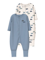 Name It Bilar Pyjamas m. Dragkedja 2-Pack - Jet Stream