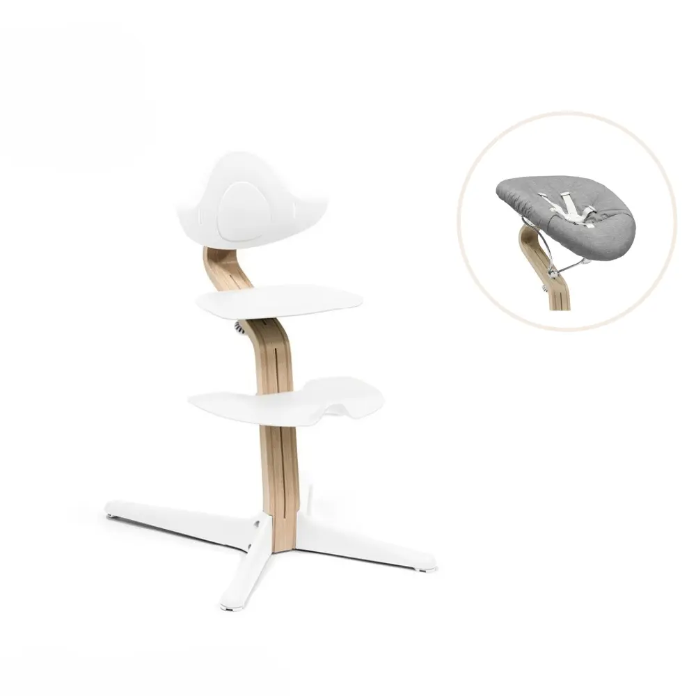Matstol bok - natural white inkl. babyset