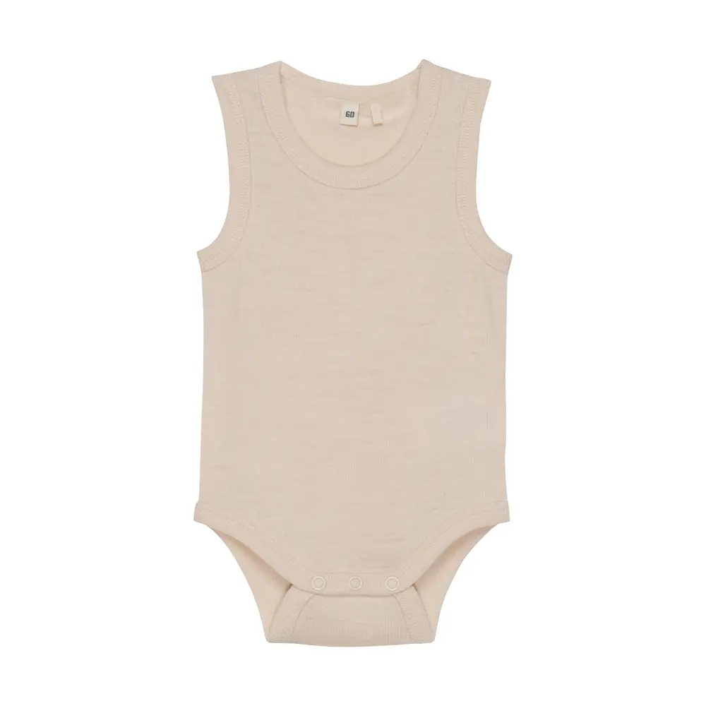 Ullbody utan ärmar - Sandshell Melange - 70 | Barnkläder - Ull - Ullbodys | BabyMode