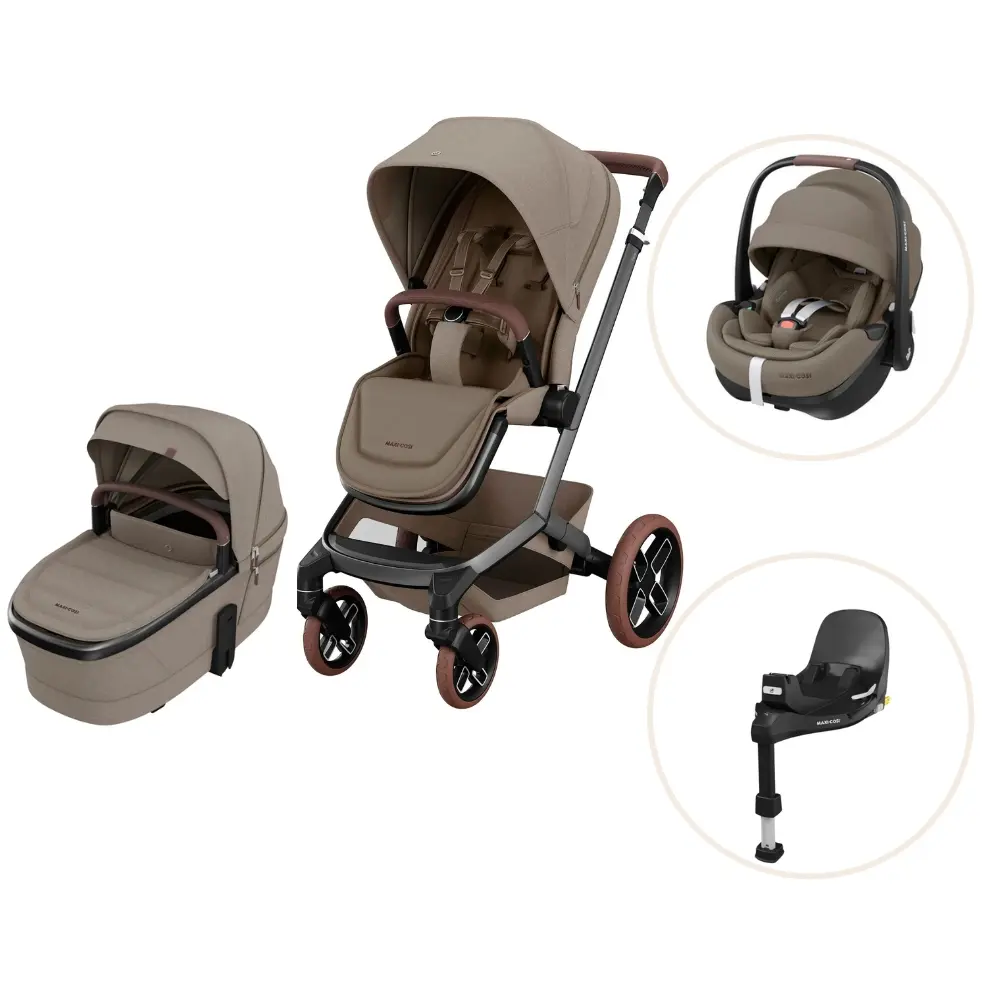 Maxi-Cosi Fame Duovagn inkl. Pebble 360 Pro 2 Babyskydd Med Bas - Twillic Truffle | Barnvagnar - Barnvagnspaket | BabyMode