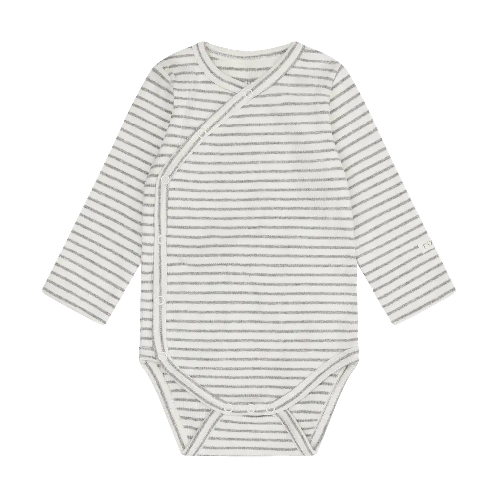 Fixoni Långärmad Rib Wrap Body - Flint Gray Melange - 44
