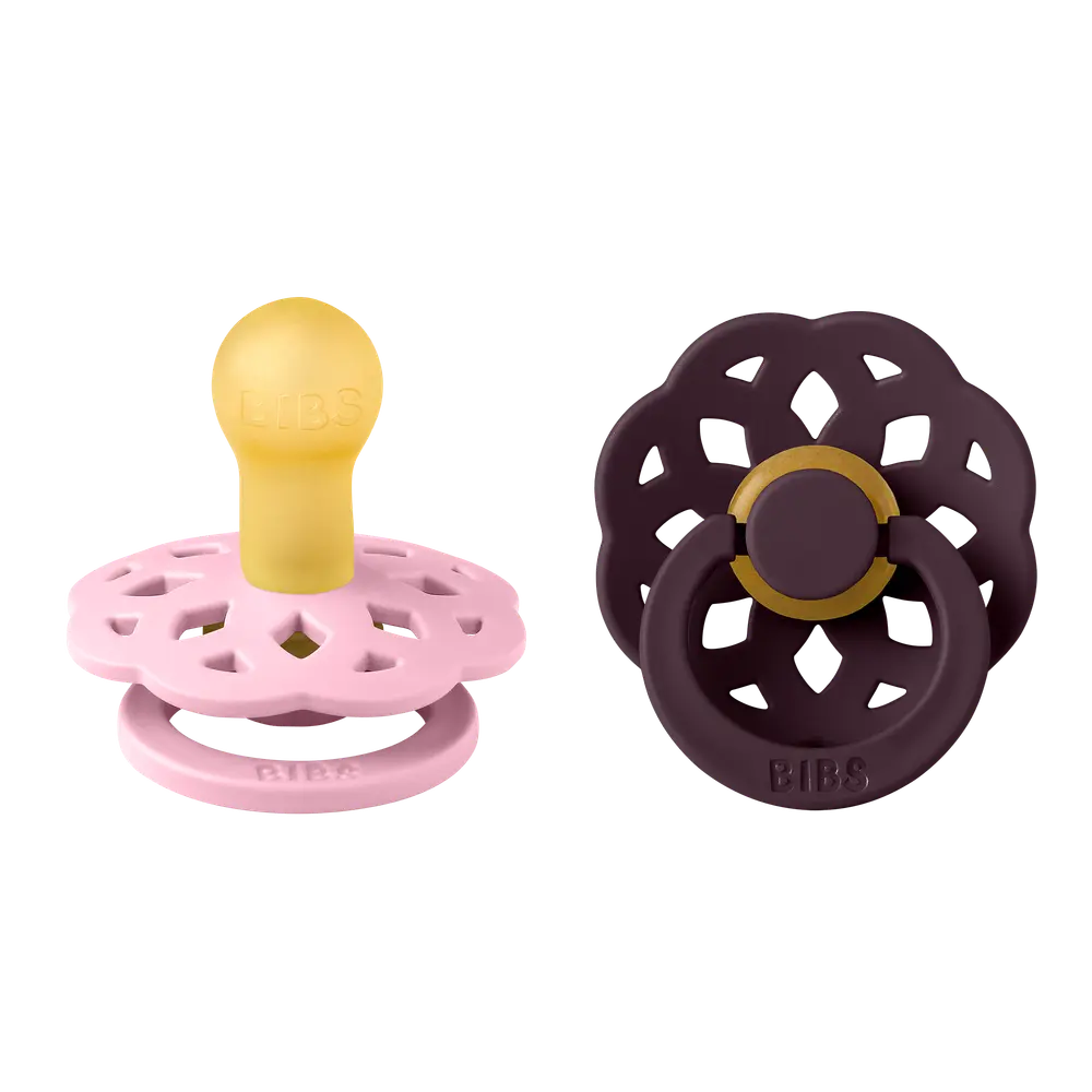 Napp Boheme 2-pack Latex Str 1 Baby Pink/Plum | Baby & Barn - Sköta - Nappar | BabyMode