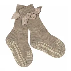 Halksäkra Strumpor – Merinoull med spets - 489 | Kläder - Strumpor & strumpbyxor - Halkfria strumpor | BabyMode