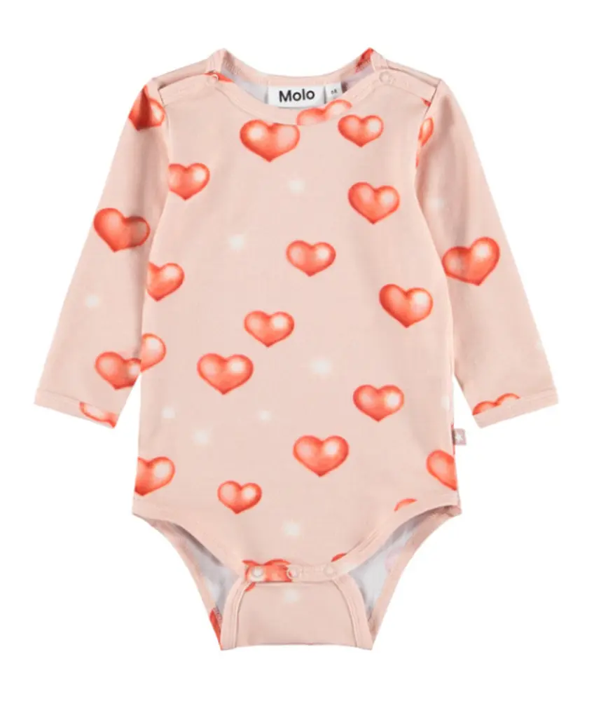 Molo Foss Långärmad Body - Airbrush Hearts - 56