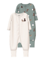 Name It Hund Pyjamas m. Dragkedja 2-Pack - Green Milieu