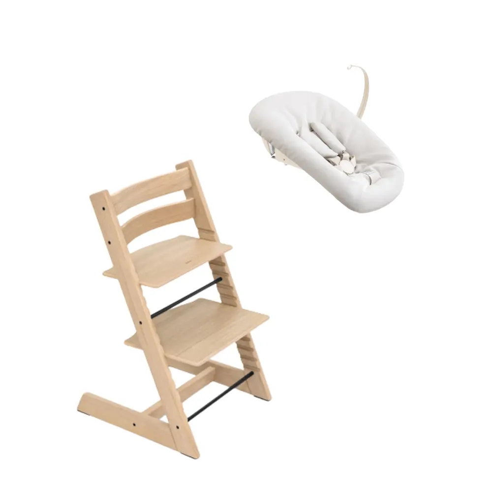 Stokke&reg; Tripp Trapp Stol Oak Inkl. Newborn Set - Oak Natural/Vanilla White