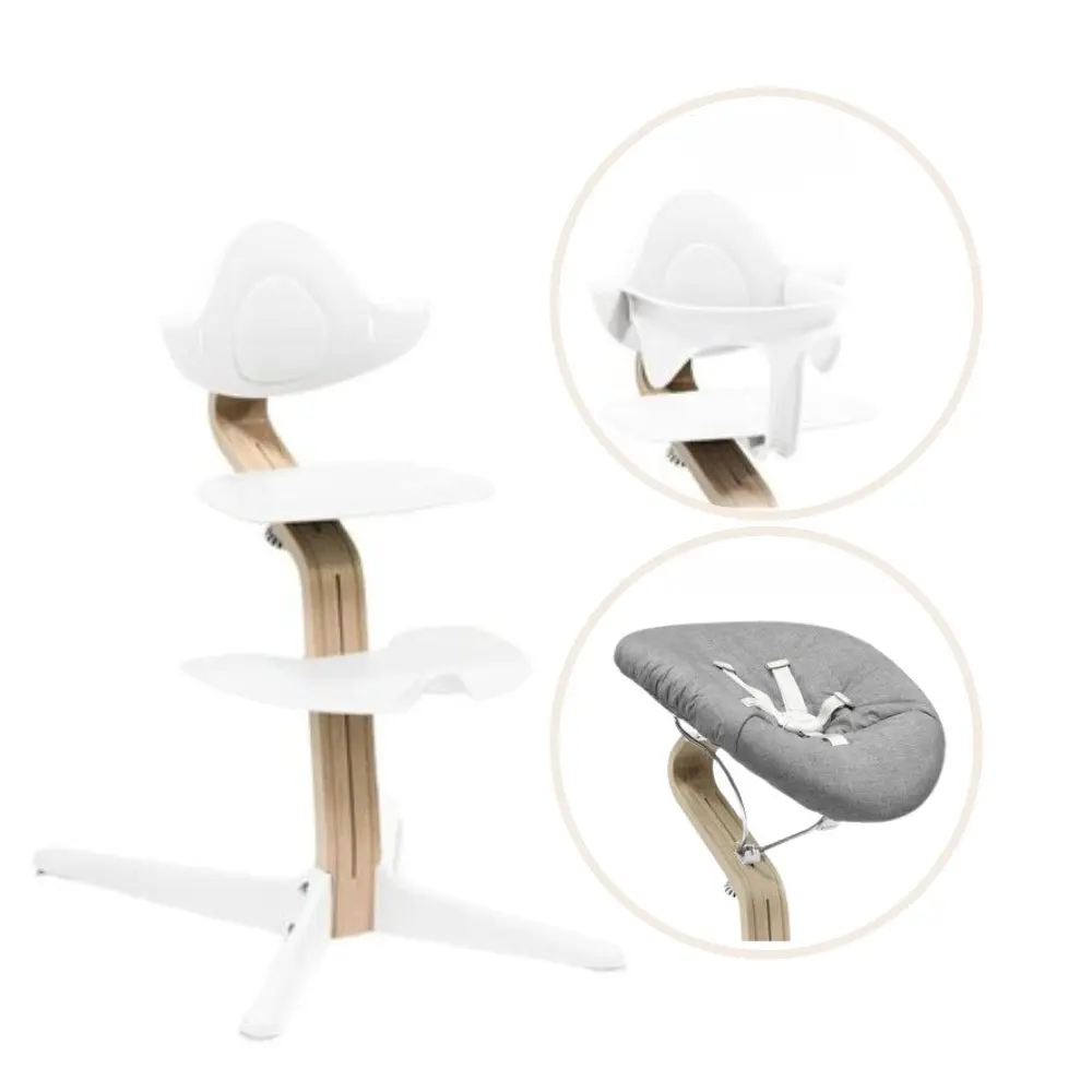 Matstol bok - natural white inkl. babyset