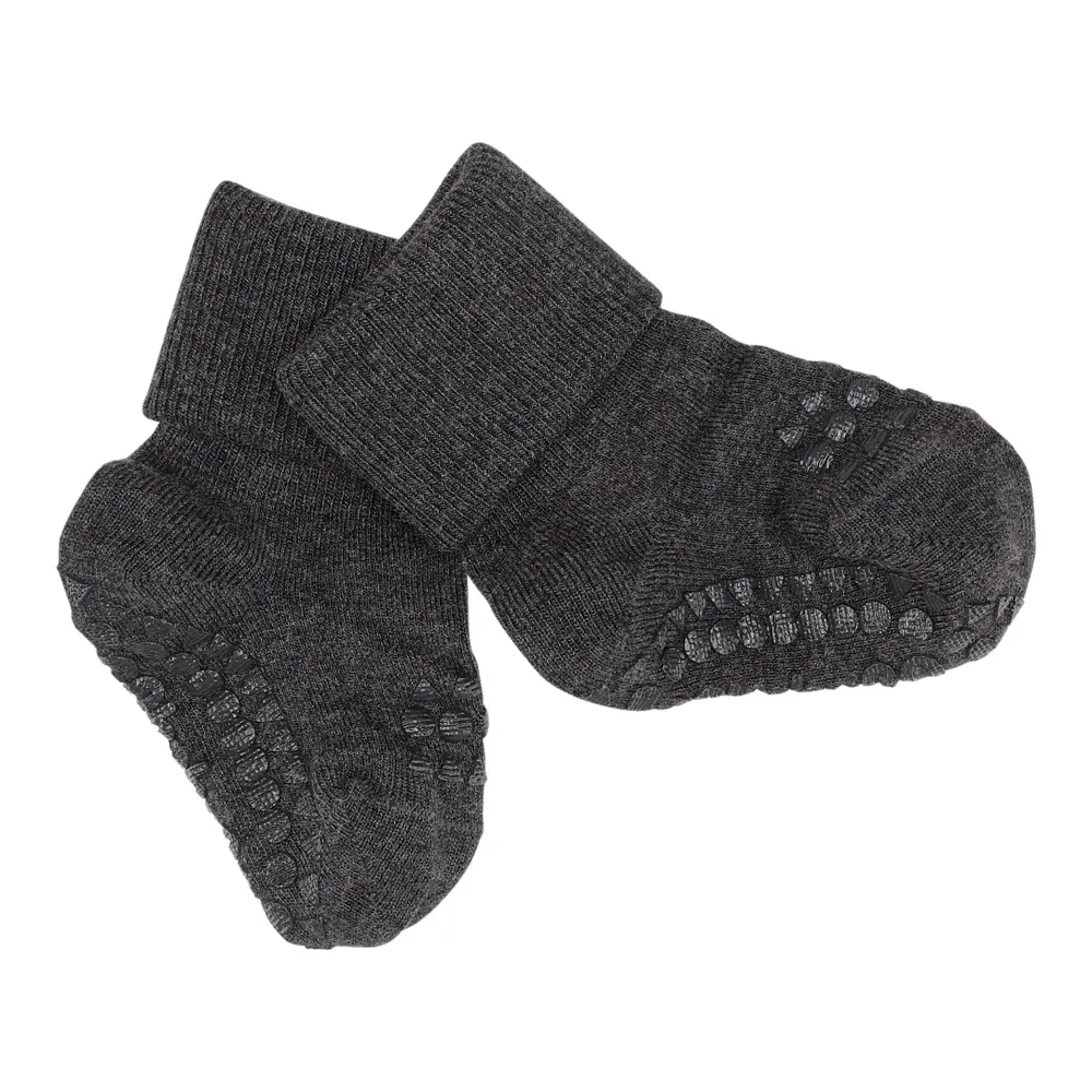 Halkstrumpor - Bambu - Dark Grey melange - 23/26 | Barnkläder - Strumpor & strumpbyxor - Halkfria strumpor | BabyMode