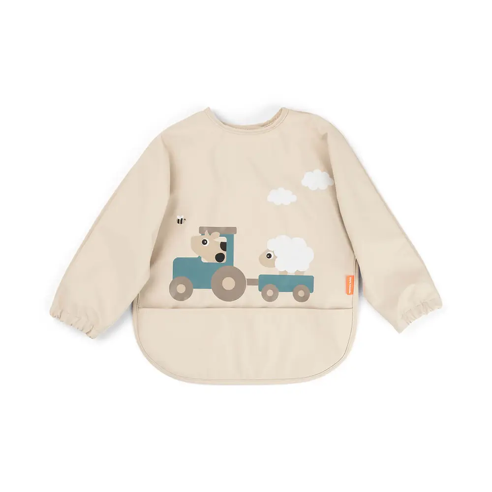Haklapp med ärmar och ficka Tiny farm Sand | Baby & Barn - Äta - Haklappar | BabyMode